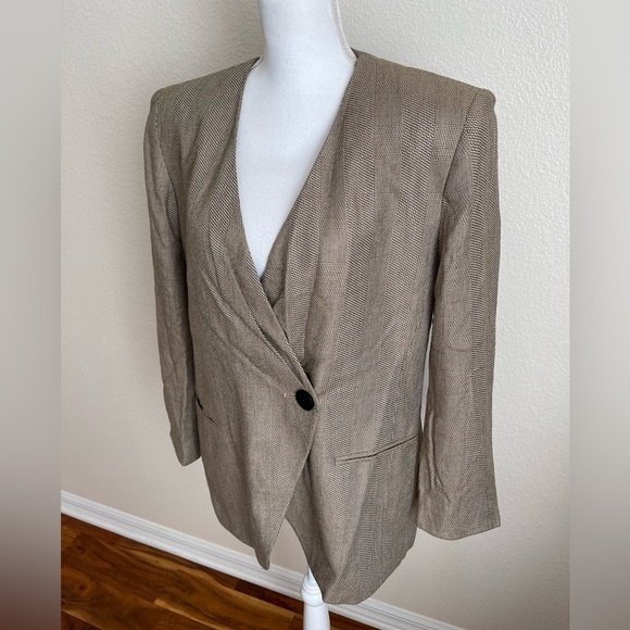 Christian Dior Blazer Jacket buttons no collar shoulder pads pockets checker - Picture 3 of 12